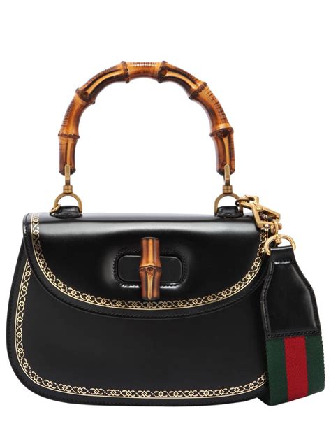 gucci black bamboo handle bag|gucci bamboo bag harper's.